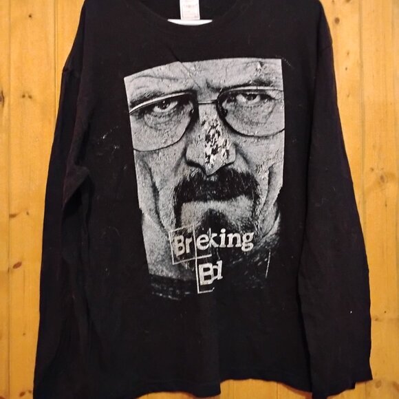 Men's Black XXL Breaking Bad Graphic Long Sleeve Shirt Distressed Fading - Picture 2 of 4